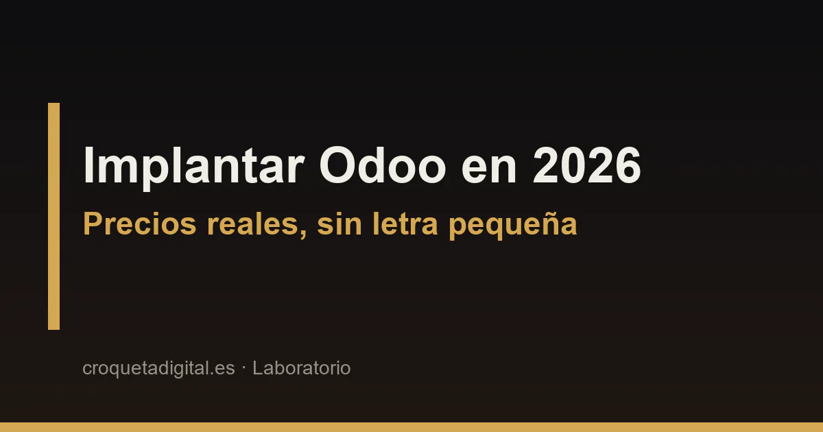 Ilustración editorial: ¿Cuánto cuesta implantar Odoo en 2026? Precios reales sin letra pequeña